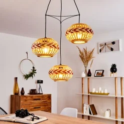 Style Boho-Chic-hofstein Suspension Jaurama Noir, 3 lumières