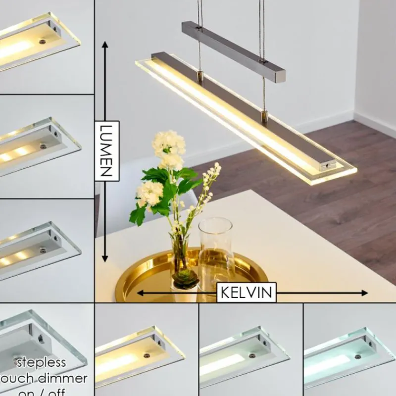 hofstein Suspension Junsele LED Nickel mat, 3 lumières