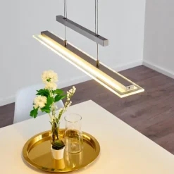 hofstein Suspension Junsele LED Nickel mat, 3 lumières