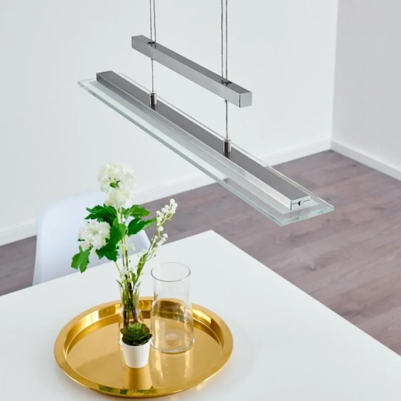 hofstein Suspension Junsele LED Nickel mat, 3 lumières