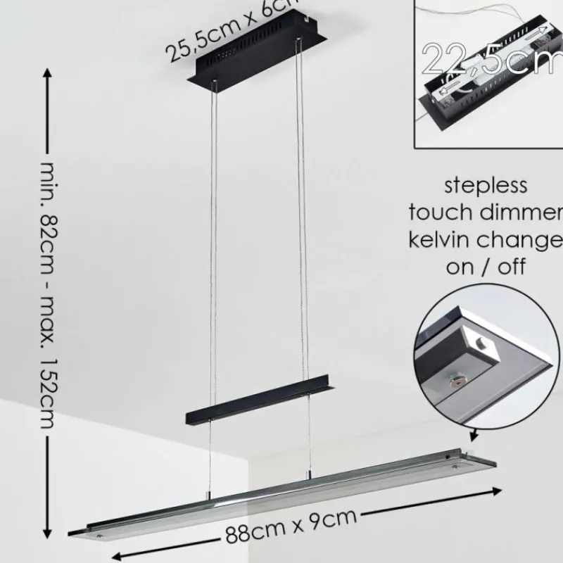 hofstein Suspension Junsele LED Noir, 1 lumière