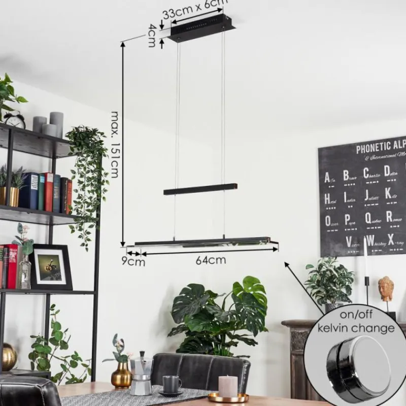 hofstein Suspension Junsele LED Noir, 1 lumière