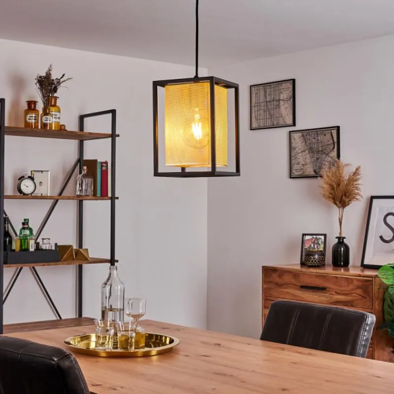 Lampes Dorées-hofstein Suspension Kabu Noir, 1 lumière