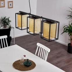 Lampes Dorées-hofstein Suspension Kabul Noir, 3 lumières