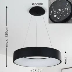hofstein Suspension Kampala LED Noir, 1 lumière* Éclairage Led