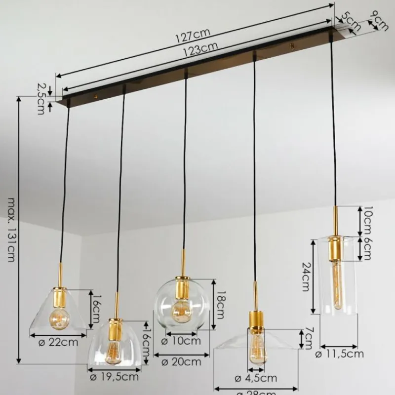 hofstein Suspension Karo Laiton, Noir, 5 lumières