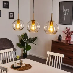 hofstein Suspension Karo Laiton, Noir, 3 lumières