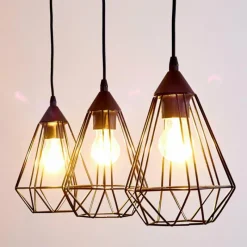 Lampes Vintages & Rétros-hofstein Suspension Kavvi Noir, 3 lumières