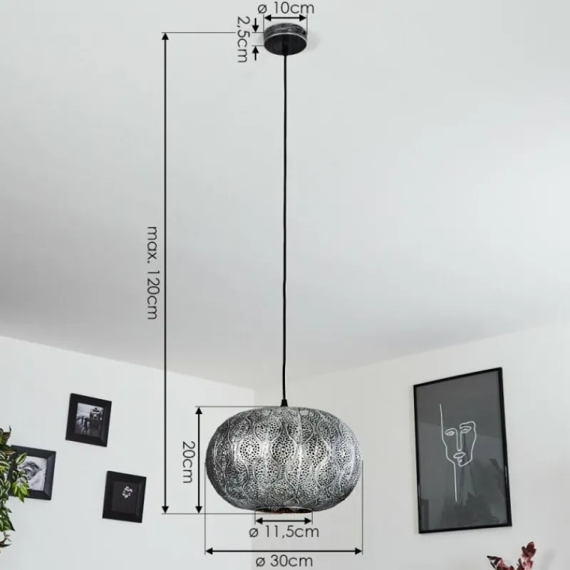 Luminaires Indiens-hofstein Suspension Kemer Noir, Argenté, 1 lumière