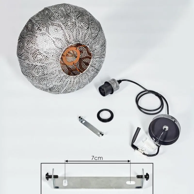 Luminaires Indiens-hofstein Suspension Kemer Noir, Argenté, 1 lumière