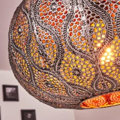 Luminaires Indiens-hofstein Suspension Kemer Noir, Argenté, 1 lumière