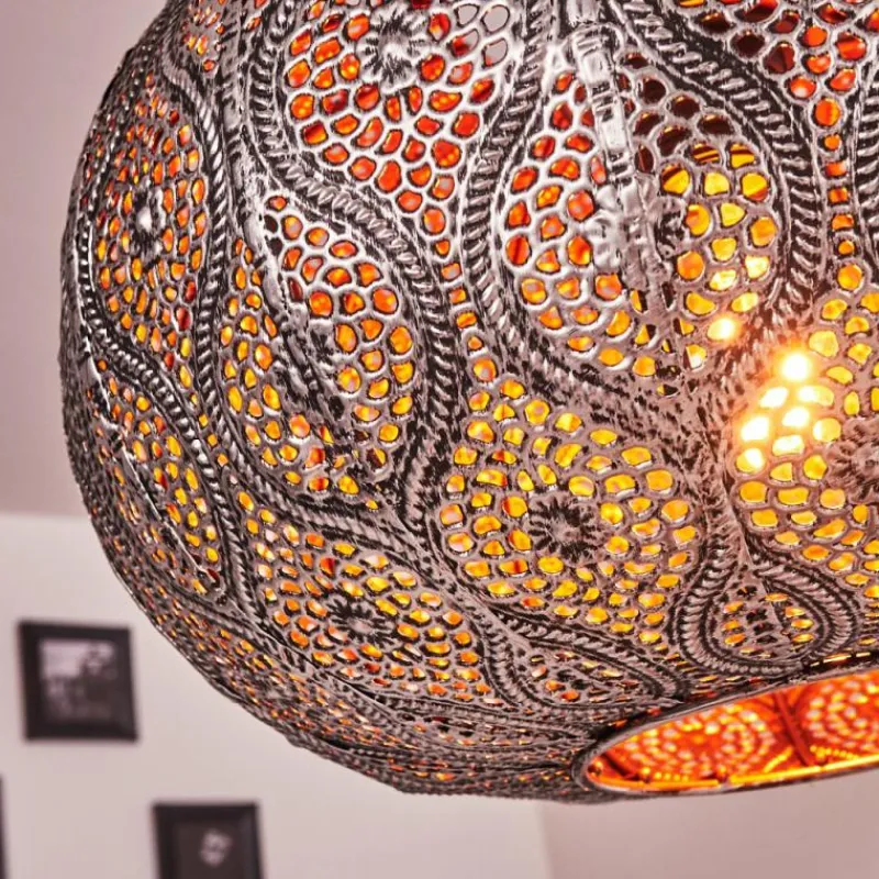 Luminaires Indiens-hofstein Suspension Kemer Noir, Argenté, 1 lumière