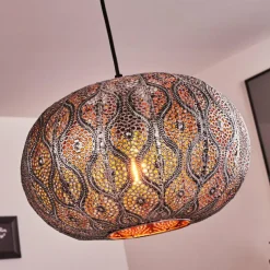 Luminaires Indiens-hofstein Suspension Kemer Noir, Argenté, 1 lumière