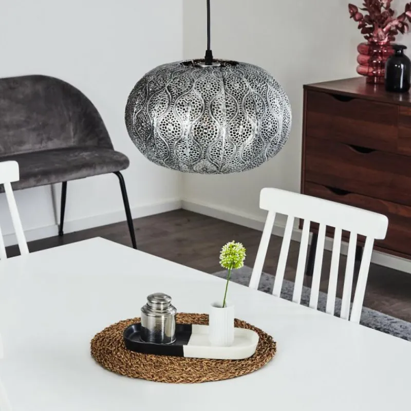 Luminaires Indiens-hofstein Suspension Kemer Noir, Argenté, 1 lumière