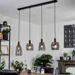 Suspension Verre Fumé-hofstein Suspension Kenong Noir, 4 lumières