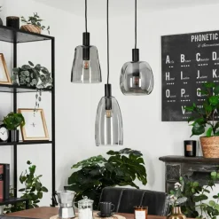 Suspension Verre Fumé-hofstein Suspension Kenong Noir, 3 lumières