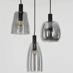 Suspension Verre Fumé-hofstein Suspension Kenong Noir, 3 lumières