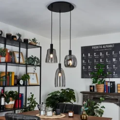 Suspension Verre Fumé-hofstein Suspension Kenong Noir, 3 lumières