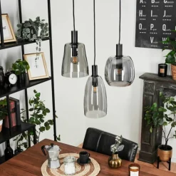 Suspension Verre Fumé-hofstein Suspension Kenong Noir, 3 lumières