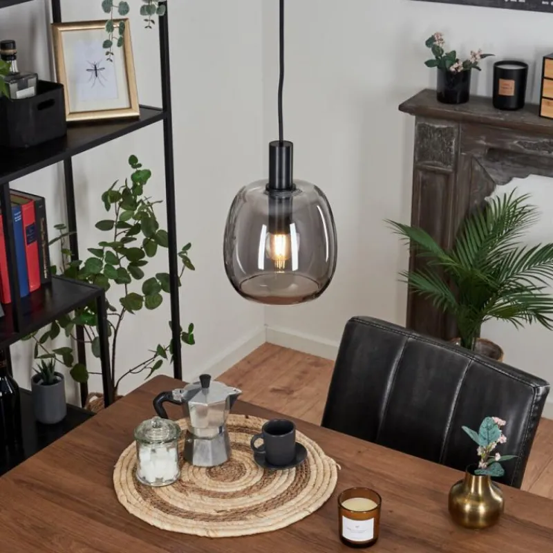 Suspension Verre Fumé-hofstein Suspension Kenong Noir, 1 lumière