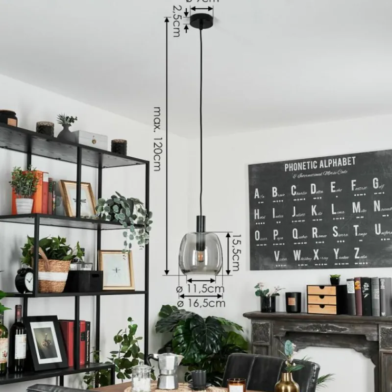 Suspension Verre Fumé-hofstein Suspension Kenong Noir, 1 lumière