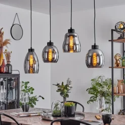 Suspension Verre Fumé-hofstein Suspension Kenong Noir, 4 lumières