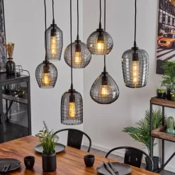 Suspension Verre Fumé-hofstein Suspension Kerang Noir, 7 lumières