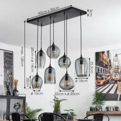 Suspension Verre Fumé-hofstein Suspension Kerang Noir, 7 lumières