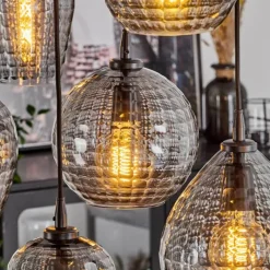 Suspension Verre Fumé-hofstein Suspension Kerang Noir, 7 lumières