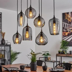 Suspension Verre Fumé-hofstein Suspension Kerang Noir, 7 lumières