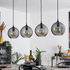 Suspension Verre Fumé-hofstein Suspension Kerang Noir, 4 lumières
