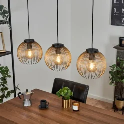 Lampes Dorées-hofstein Suspension Keryvaland Noir, 3 lumières