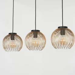 Lampes Dorées-hofstein Suspension Keryvaland Noir, 3 lumières