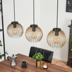 Lampes Dorées-hofstein Suspension Keryvaland Noir, 3 lumières