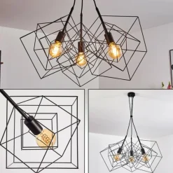 Lampes Industrielles-hofstein Suspension Kigali Noir, 3 lumières