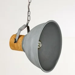 Lampes Industrielles-hofstein Suspension Kinzua Gris, Bois clair, Pierre, 1 lumière