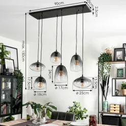 hofstein Suspension Kissaboui Noir, 6 lumières