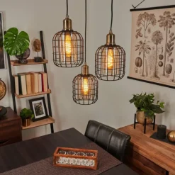 hofstein Suspension Kiubneko Laiton, Noir, 3 lumières