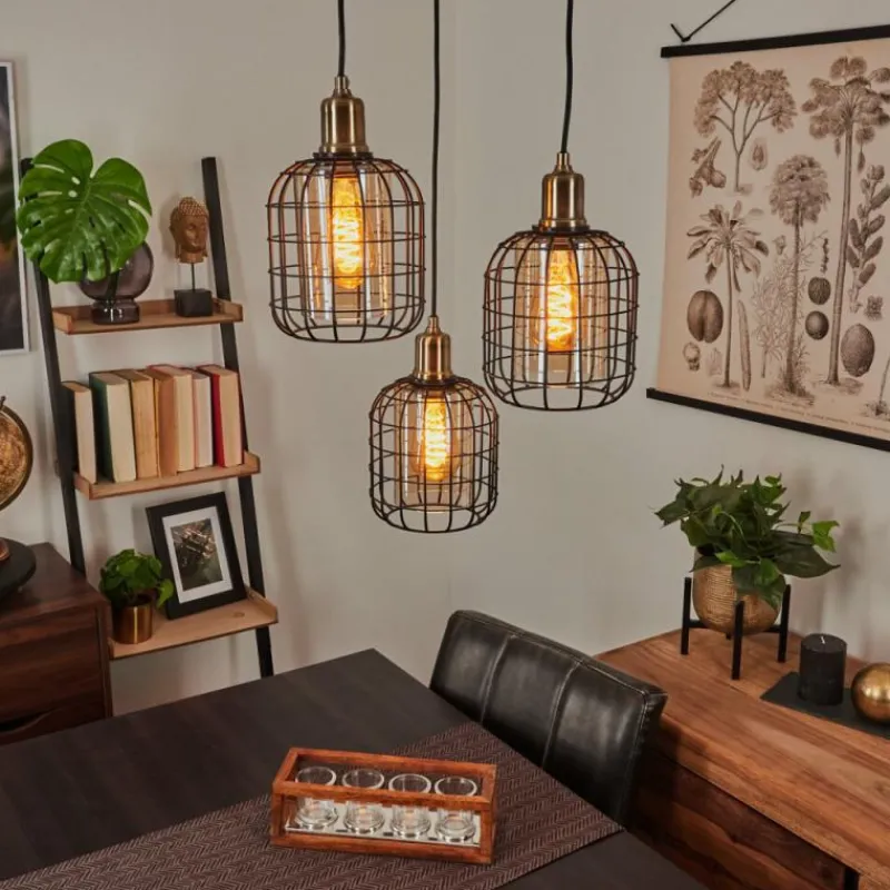 hofstein Suspension Kiubneko Laiton, Noir, 3 lumières