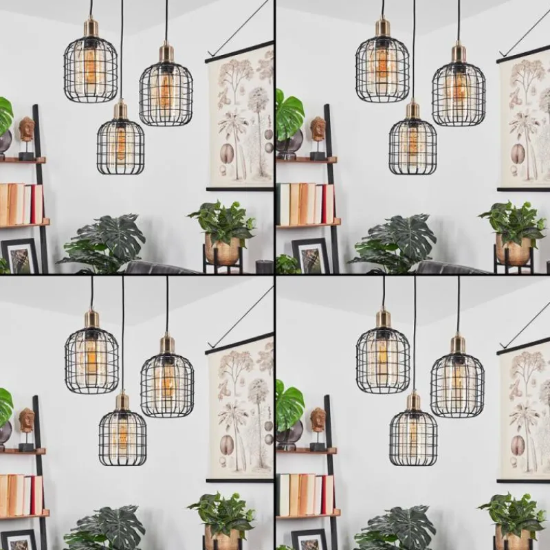 hofstein Suspension Kiubneko Laiton, Noir, 3 lumières