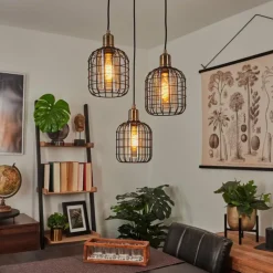 hofstein Suspension Kiubneko Laiton, Noir, 3 lumières