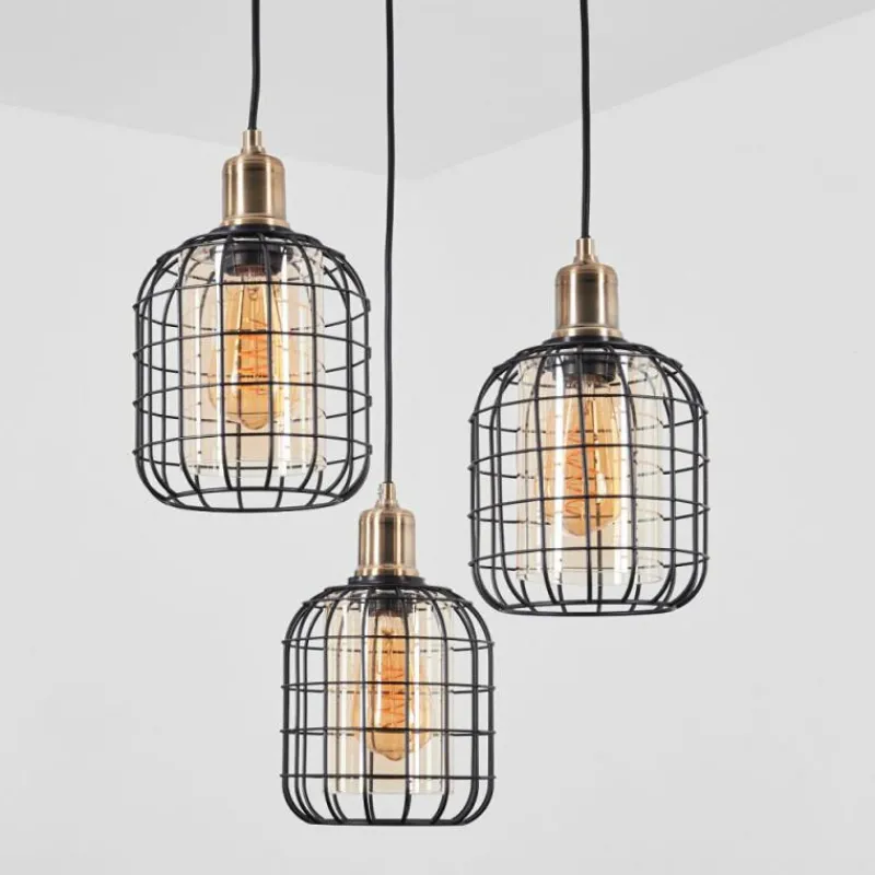 hofstein Suspension Kiubneko Laiton, Noir, 3 lumières