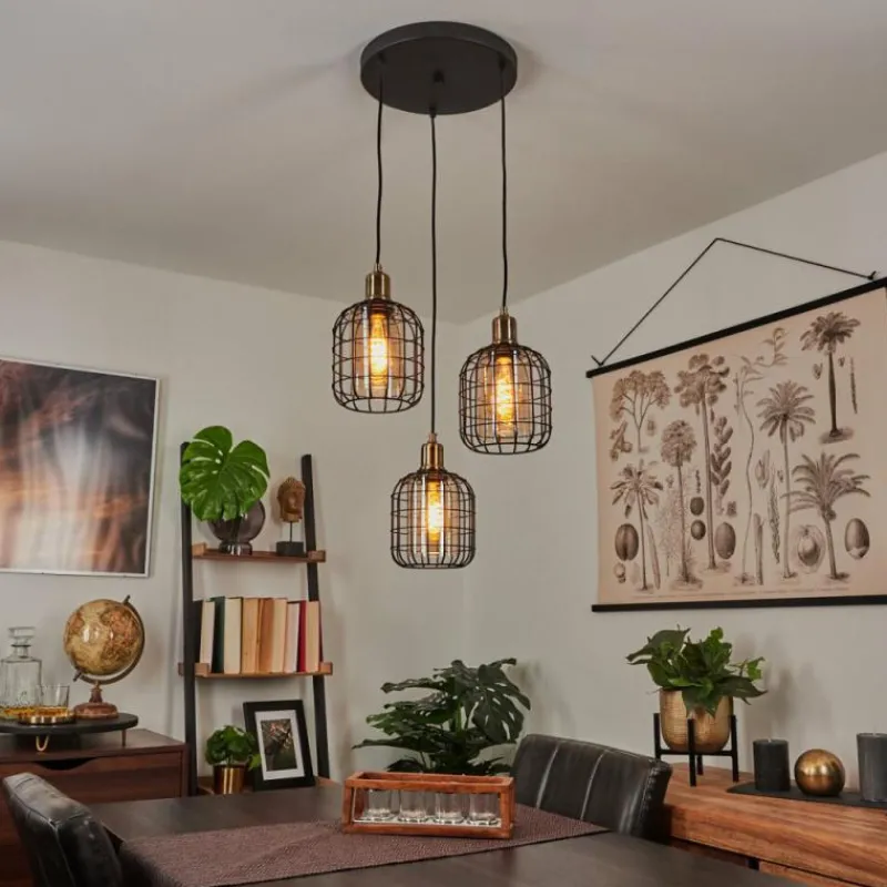 hofstein Suspension Kiubneko Laiton, Noir, 3 lumières