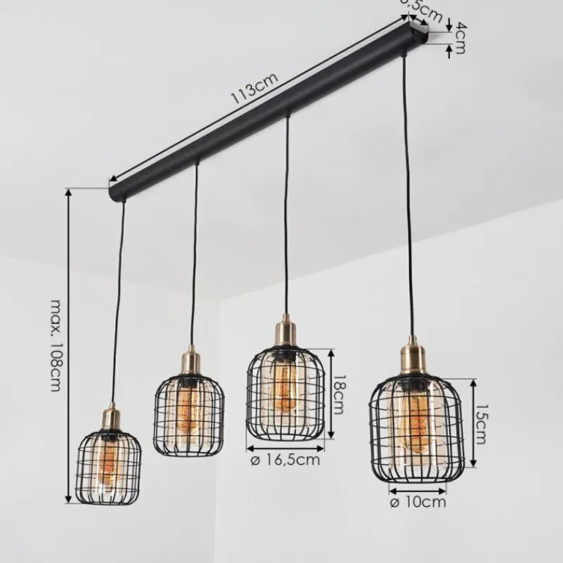 hofstein Suspension Kiubneko Noir, 4 lumières