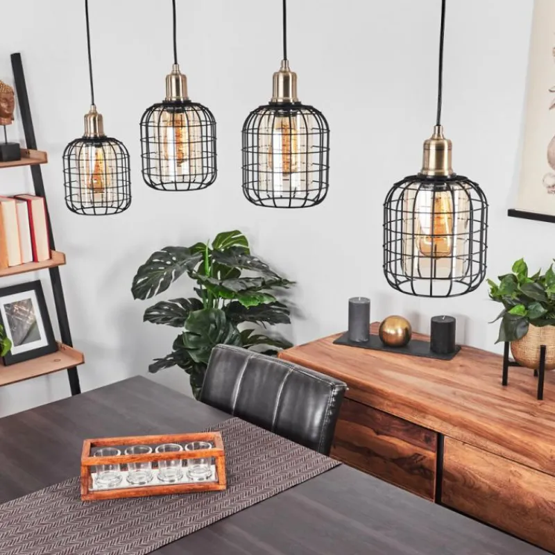 hofstein Suspension Kiubneko Noir, 4 lumières