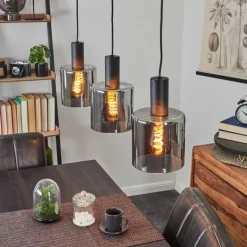 Suspension Verre Fumé-hofstein Suspension Klemtoo Noir, 3 lumières