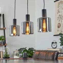 Suspension Verre Fumé-hofstein Suspension Klemtoo Noir, 3 lumières