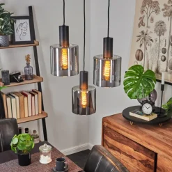 Suspension Verre Fumé-hofstein Suspension Klemtoo Noir, 3 lumières