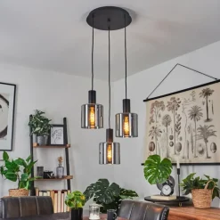 Suspension Verre Fumé-hofstein Suspension Klemtoo Noir, 3 lumières