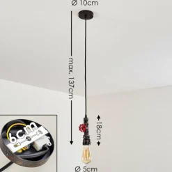 Lampes Vintages & Rétros-hofstein Suspension Kolyma Rouille, Noir, 1 lumière